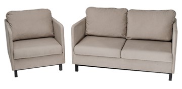 Комплект мебели диван + кресло-кровать Бэст бежевый в Мурманске - предосмотр