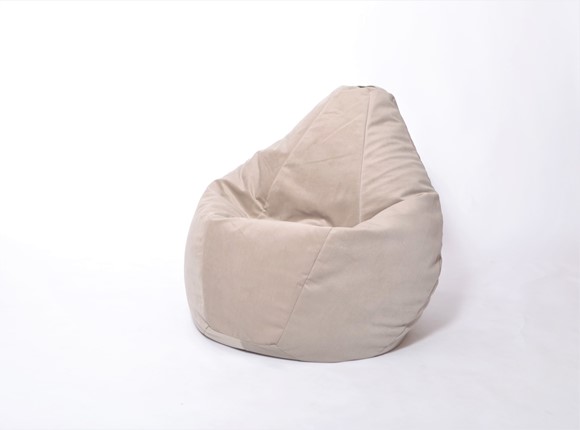 Кресло-мешок Груша среднее, велюр однотон, бежевое в Мурманске - изображение