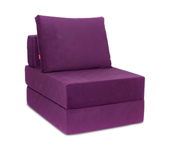 Бескаркасное кресло-кровать Окта, велюр фиолетовый в Мурманске