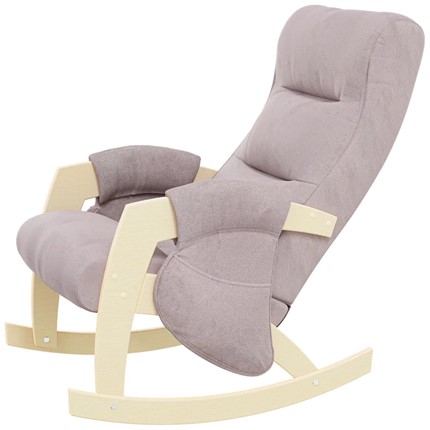 Кресло-качалка ЭЛИТ с карманами Джанни (каркас дуб, сиденье серо-розовое) в Мурманске - изображение