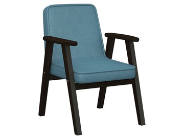 Кресло мягкое Ретро ткань голубой, каркас венге в Мурманске