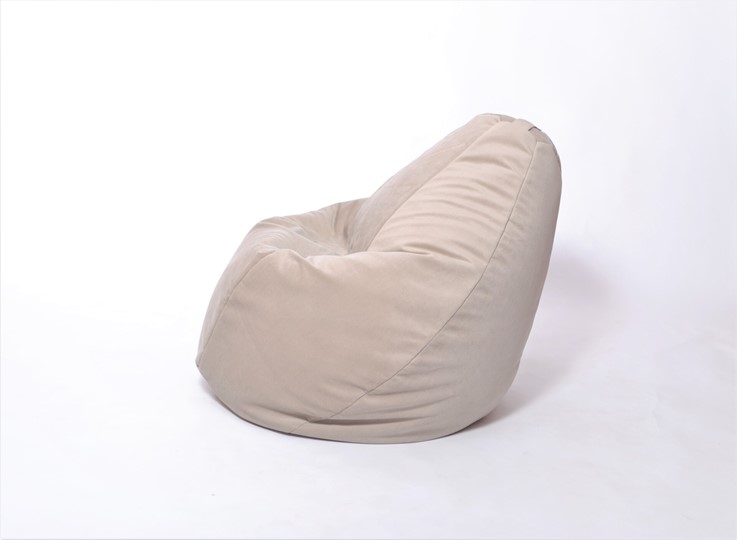 Кресло-мешок Груша среднее, велюр однотон, бежевое в Мурманске - изображение 2