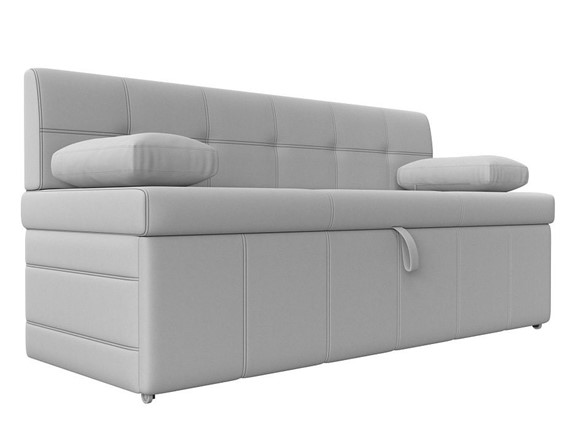 Кухонный прямой диван Лео, Белый (экокожа) в Мурманске - изображение