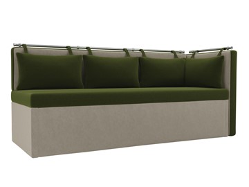 Раскладной кухонный диван Метро угловой, Зеленый/Бежевый (микровельвет) в Мурманске