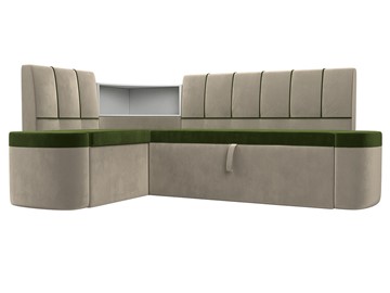 Кухонный диван Тефида, Зеленый\Бежевый (Микровельвет) в Мурманске