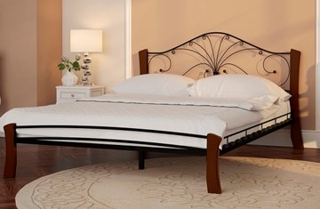 Спальная кровать Фортуна 4 Лайт, 1600, черный/махагон в Мурманске