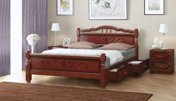 Кровать с выкатными ящиками Карина-5 (Орех) 140х200 в Мурманске - изображение