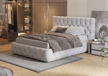 Спальная кровать Castello 180х200, Флок (Бентлей Светло-серый) в Мурманске