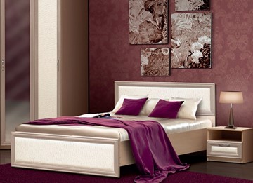 Кровать в спальню Камелия, 1600, шимо светлый/белый кожзам в Мурманске