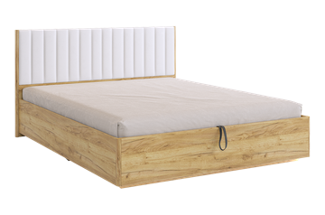 Кровать в спальню с подъемным механизмом Адам, дуб крафт золотой/белоснежный (экокожа) в Мурманске