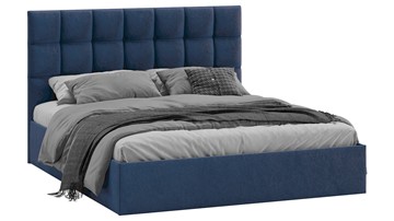 Двуспальная кровать с подъемным механизмом Эмбер (Микровелюр Wellmart Blue) в Мурманске