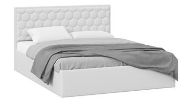 Кровать спальная с подъемным механизмом Порто (Экокожа белая Polo) с заглушиной в Мурманске