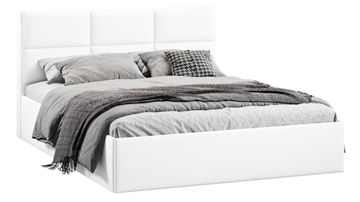 Спальная кровать с подъемным механизмом с заглушиной Стелла тип 1 (Экокожа белая Polo) в Мурманске