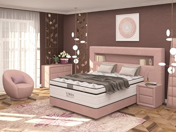 Кровать в спальню Smart/Podium M 160х200, Флок (Велсофт Винтажный розовый) в Мурманске