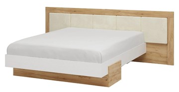 Кровать 2-спальная Тоскана 1600 с декором (Дуб крафт золотой/Белый поры глубокие) с основанием в Мурманске - предосмотр