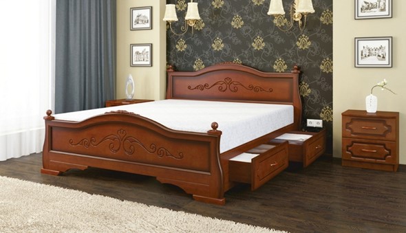 Кровать с выкатными ящиками Карина-1 (Орех) 160х200 в Мурманске - изображение