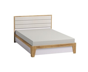 Двуспальная кровать Айрис 307 1600 с гибкими ламелями металл, Белый-Дуб золотистый в Мурманске