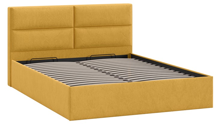 Двуспальная кровать с механизмом Глосс Тип 1 (Микровелюр Wellmart Yellow) в Мурманске - изображение 2
