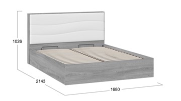 Двуспальная кровать с механизмом Миранда тип 1 (Дуб Гамильтон/Белый глянец) в Мурманске - предосмотр 1