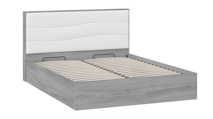 Двуспальная кровать с механизмом Миранда тип 1 (Дуб Гамильтон/Белый глянец) в Мурманске - изображение 2