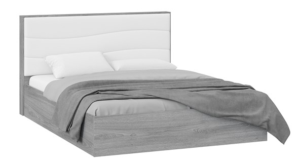 Двуспальная кровать с механизмом Миранда тип 1 (Дуб Гамильтон/Белый глянец) в Мурманске - изображение