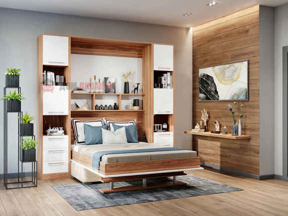 Кровать-шкаф с диваном Бела 1, с полкой ножкой, 1600х2000 в Мурманске - изображение