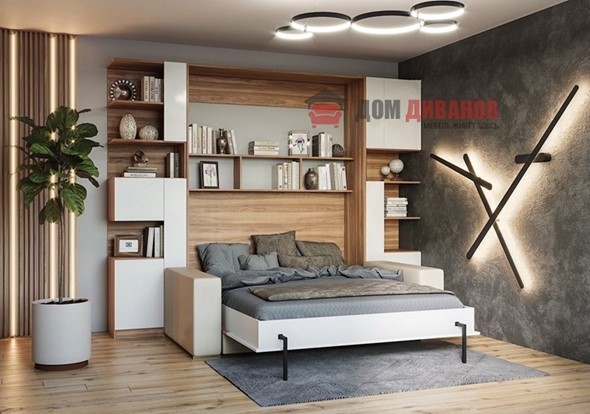 Кровать-шкаф с диваном Дина, 1400х2000 в Мурманске - изображение