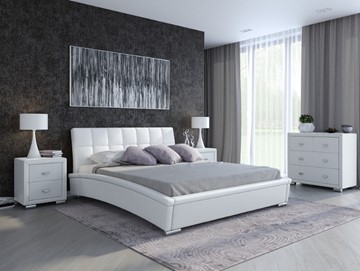 Кровать спальная Corso-1L 180х200, Экокожа (Белый) в Мурманске