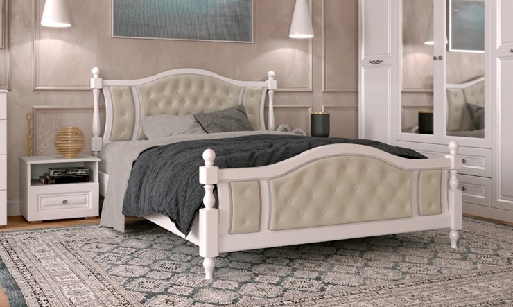 Кровать двуспальная Жасмин (Белый античный) 160х200 в Мурманске - изображение 1