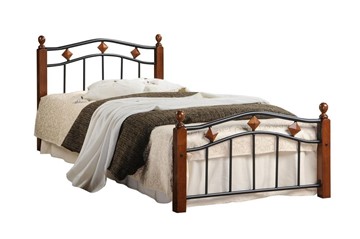 Спальная кровать AT-126 дерево гевея/металл, 90*200 см (Single bed), красный дуб/черный в Мурманске