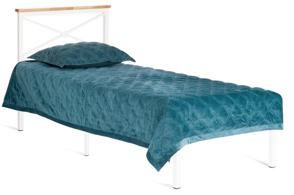 Спальная кровать Iris (mod.9311) дерево гевея/металл, 90*200 см (Single bed), Белый (White) в Мурманске - изображение