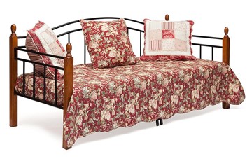 Кровать 1-спальная LANDLER дерево гевея/металл, 90*200 см (Day bed), красный дуб/черный в Мурманске - предосмотр 1