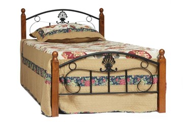 Кровать 1-спальная РУМБА (AT-203)/ RUMBA  дерево гевея/металл, 90*200 см (Single bed), красный дуб/черный в Мурманске