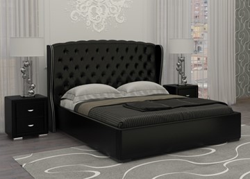 Двуспальная кровать Dario Grace 140x200, Экокожа (Черный) в Мурманске