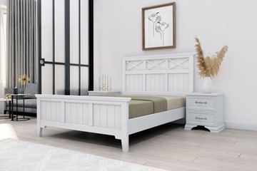 Спальная кровать Грация-5 с белым карнизом (Белый Античный) 140х200 в Мурманске - предосмотр 1