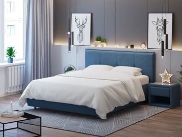 Кровать 1.5-спальная Lino 140х200, Велюр (Monopoly Прованский синий (792)) в Мурманске