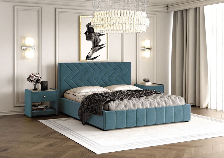 Кровать спальная Нельсон Зиг Заг 140х200 (вариант 4) с основанием в Мурманске - изображение 1
