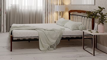 Кровать спальная Муза 4 Лайт, 1600, черный/махагон в Мурманске