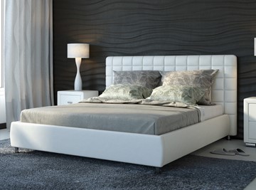 Двуспальная кровать Corso-3 140x200, Экокожа (Белый) в Мурманске