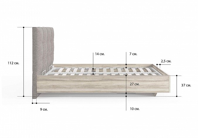 Кровать с подъемным механизмом Victoria (ясень ориноко) 180х190 в Мурманске - изображение 1
