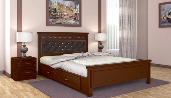 Кровать с выкатными ящиками Грация (Орех) 160х200 в Мурманске - изображение