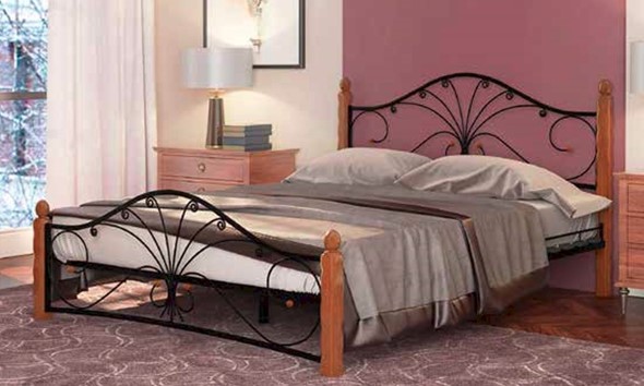 Кровать 1.5-спальная Фортуна 1, 1200, черный/махагон в Мурманске - изображение
