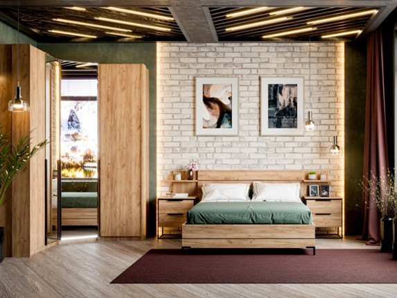 Модульная спальня Норд №3, Дуб золотой в Мурманске - изображение