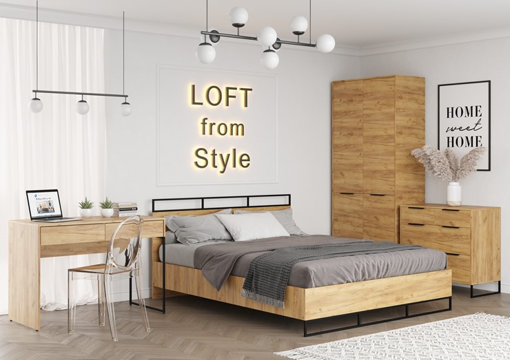 Набор мебели для спальни Loft, Дуб крафт золотой в Мурманске - изображение