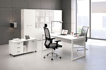 Офисный комплект мебели А4 (металлокаркас QUATTRO) белый премиум / металлокаркас белый в Мурманске - предосмотр 1