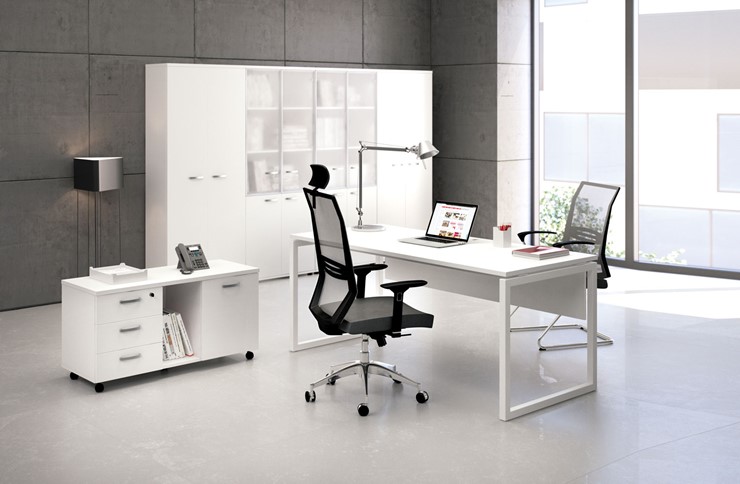 Офисный комплект мебели А4 (металлокаркас QUATTRO) белый премиум / металлокаркас белый в Мурманске - изображение 1