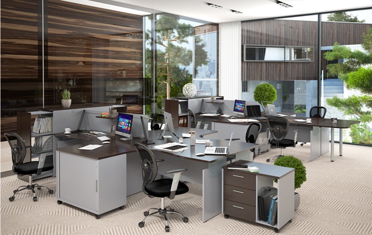 Офисный набор мебели OFFIX-NEW для двух сотрудников и руководителя в Мурманске - изображение 1