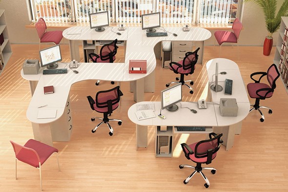 Офисный комплект мебели Классик для 5 сотрудников в Мурманске - изображение