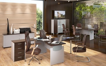 Офисный набор мебели OFFIX-NEW для двух сотрудников и руководителя в Мурманске - предосмотр