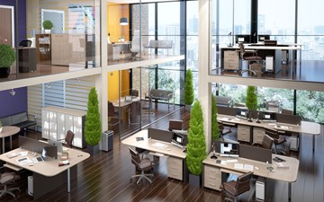 Офисный комплект мебели Xten в опенспэйс для четырех сотрудников в Мурманске